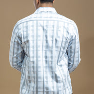 Blue and Grey Abstract Self Design Printed Shirt