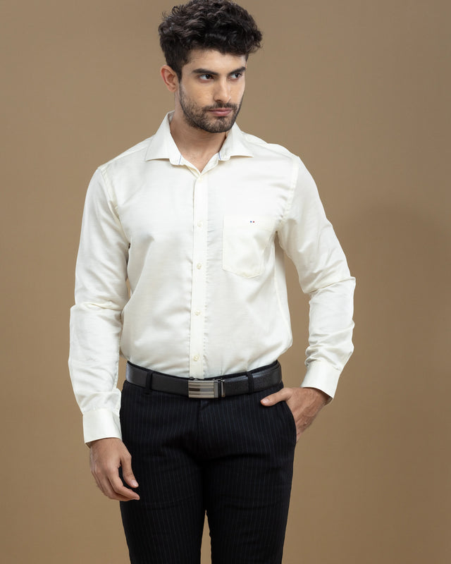 Cream Classic Solid Shirt