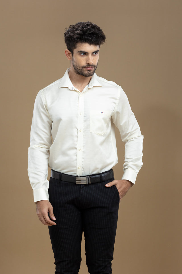 Cream Classic Solid Shirt
