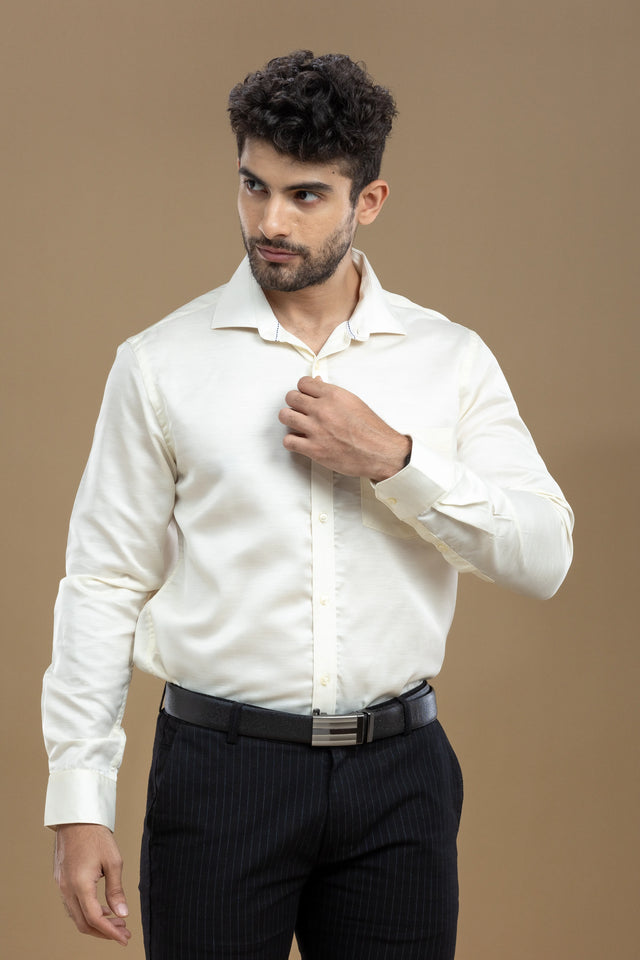 Cream Classic Solid Shirt