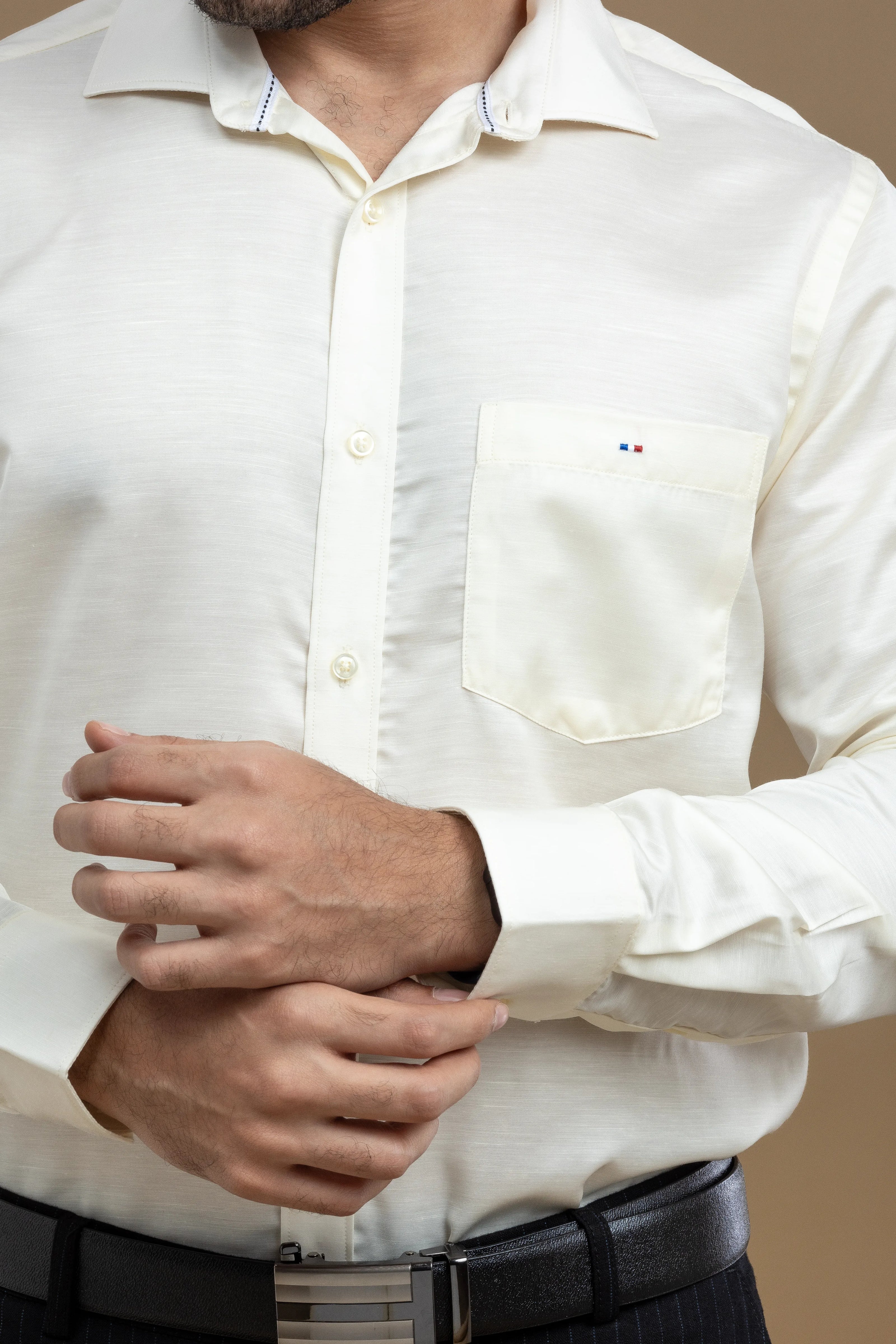 Cream Classic Solid Shirt