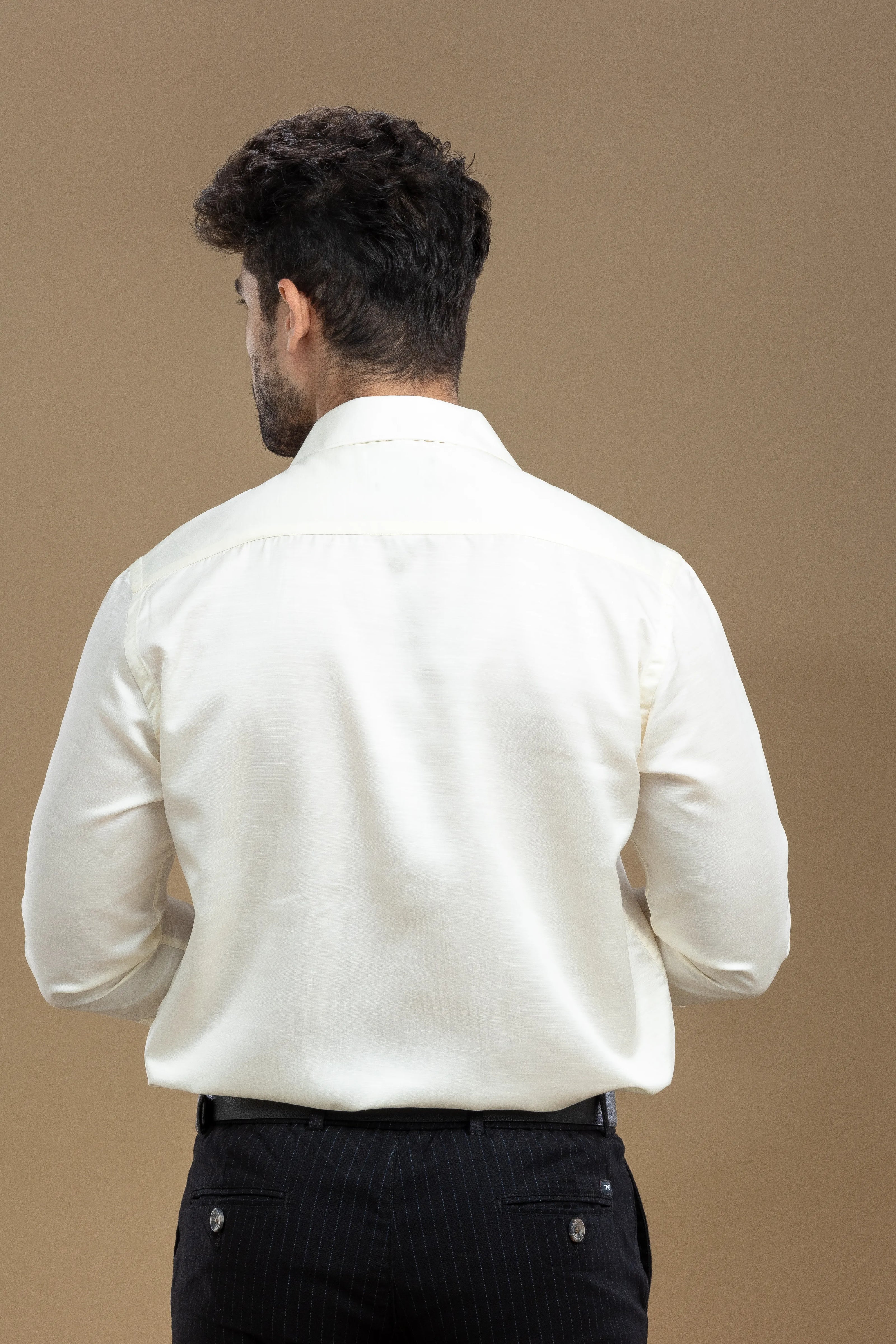 Cream Classic Solid Shirt