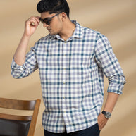Grey and White Checkered Printed Shirt