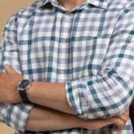 Grey and White Checkered Printed Shirt