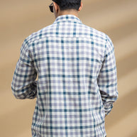 Grey and White Checkered Printed Shirt