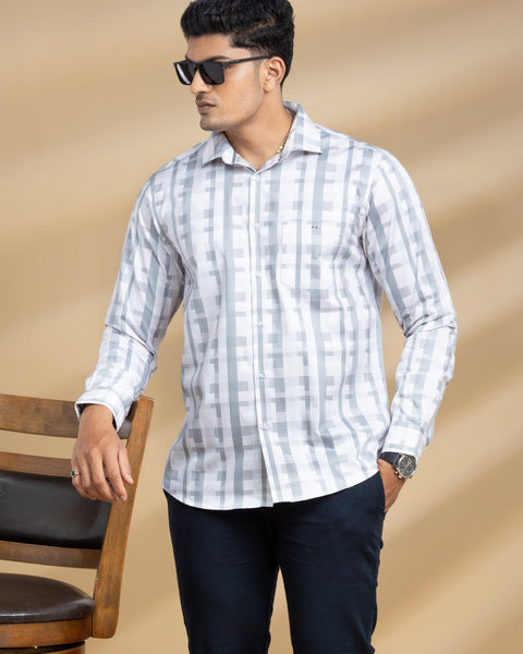 Pink and Grey Abstract Self Design Printed Shirt