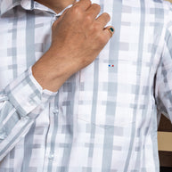 Pink and Grey Abstract Self Design Printed Shirt
