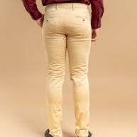 Beige Classic Slim Fit Solid Trousers