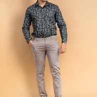 Grey Classic Slim Fit Solid Trousers