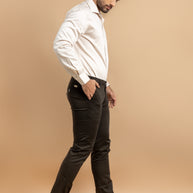 Dark Brown Classic Slim Fit Solid Trousers