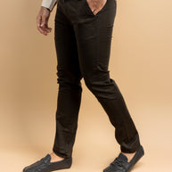 Dark Brown Classic Slim Fit Solid Trousers
