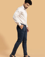 Navy Blue Classic Ankle Fit Solid Trousers