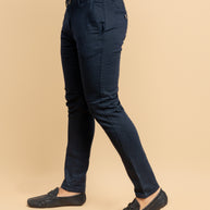 Navy Blue Classic Slim Fit Solid Trousers