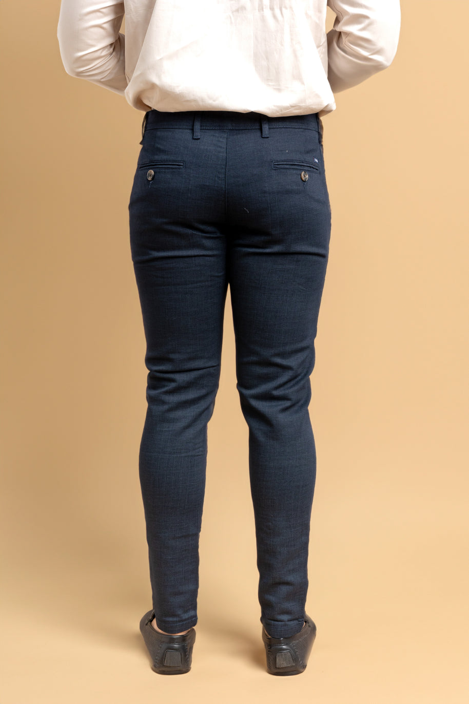 Navy Blue Classic Slim Fit Solid Trousers