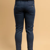 Navy Blue Classic Slim Fit Solid Trousers