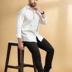 Light Yellow Abstract Printed Shirt