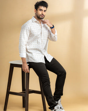 Light Yellow Abstract Printed Shirt