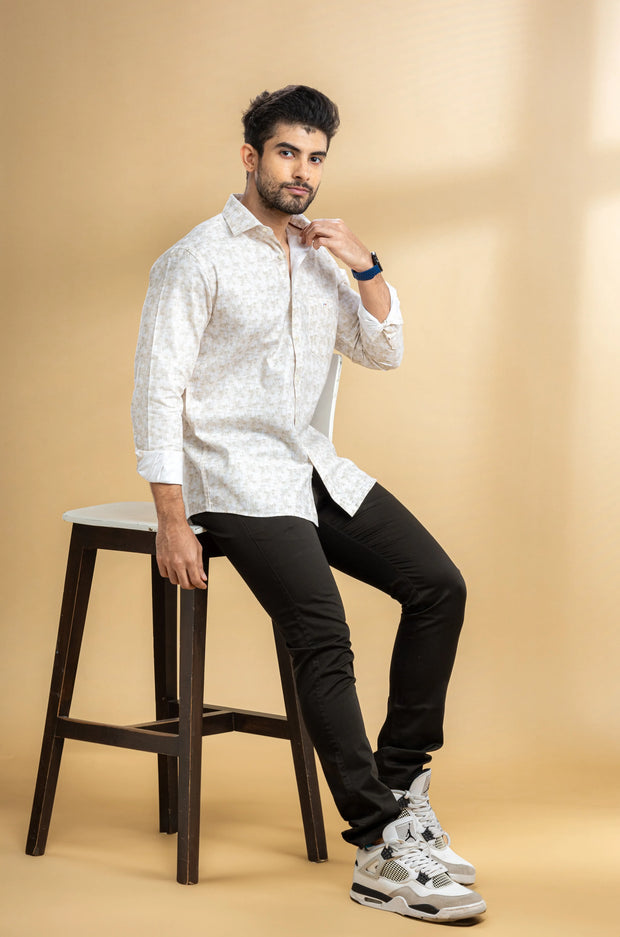 Light Yellow Abstract Printed Shirt