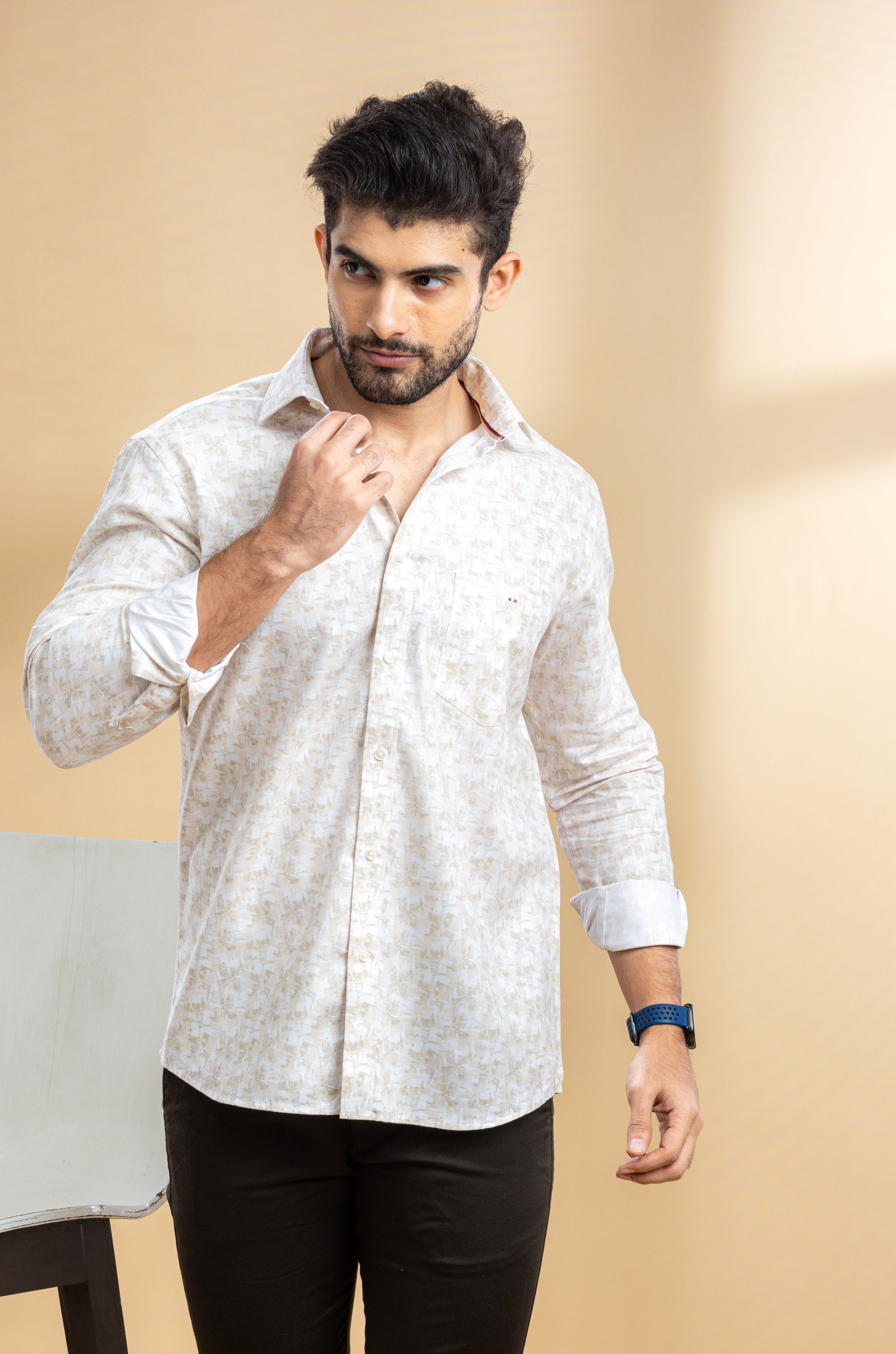 Light Yellow Abstract Printed Shirt