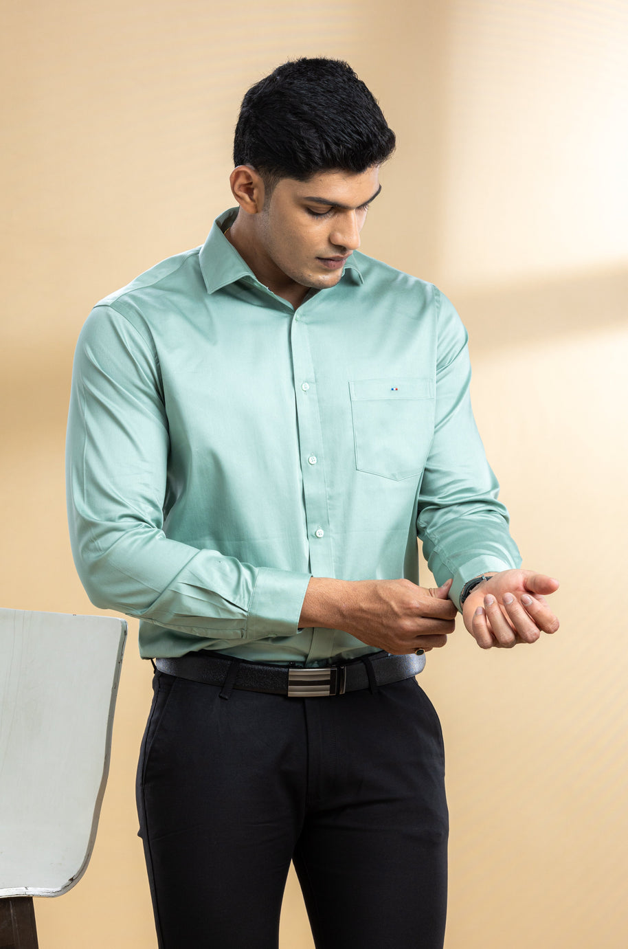 Tea Green Solid Shirt