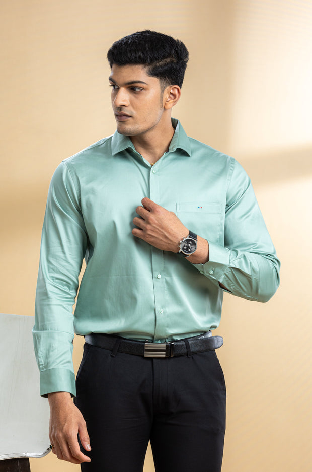 Tea Green Solid Shirt