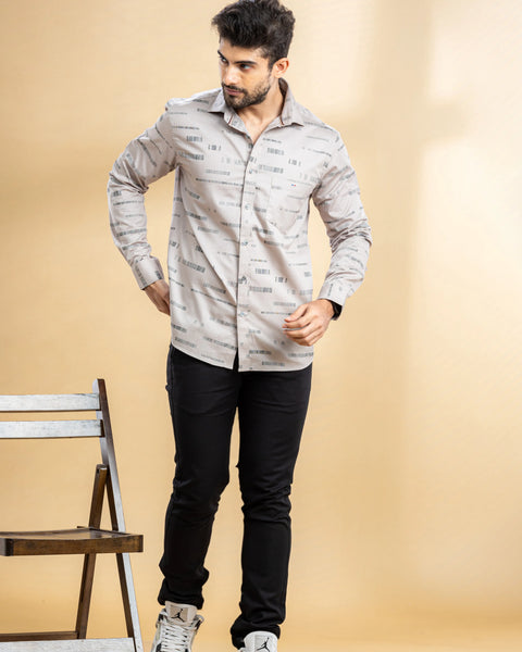 Brown Abstract Printed Shirt