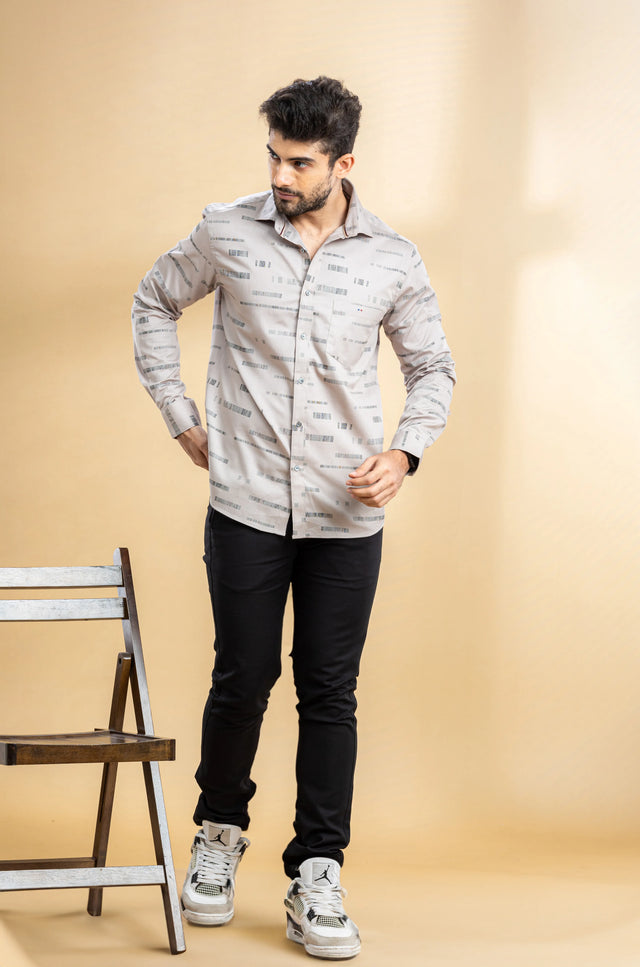 Brown Abstract Printed Shirt