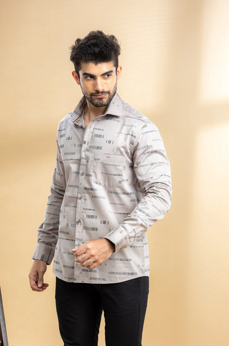 Brown Abstract Printed Shirt
