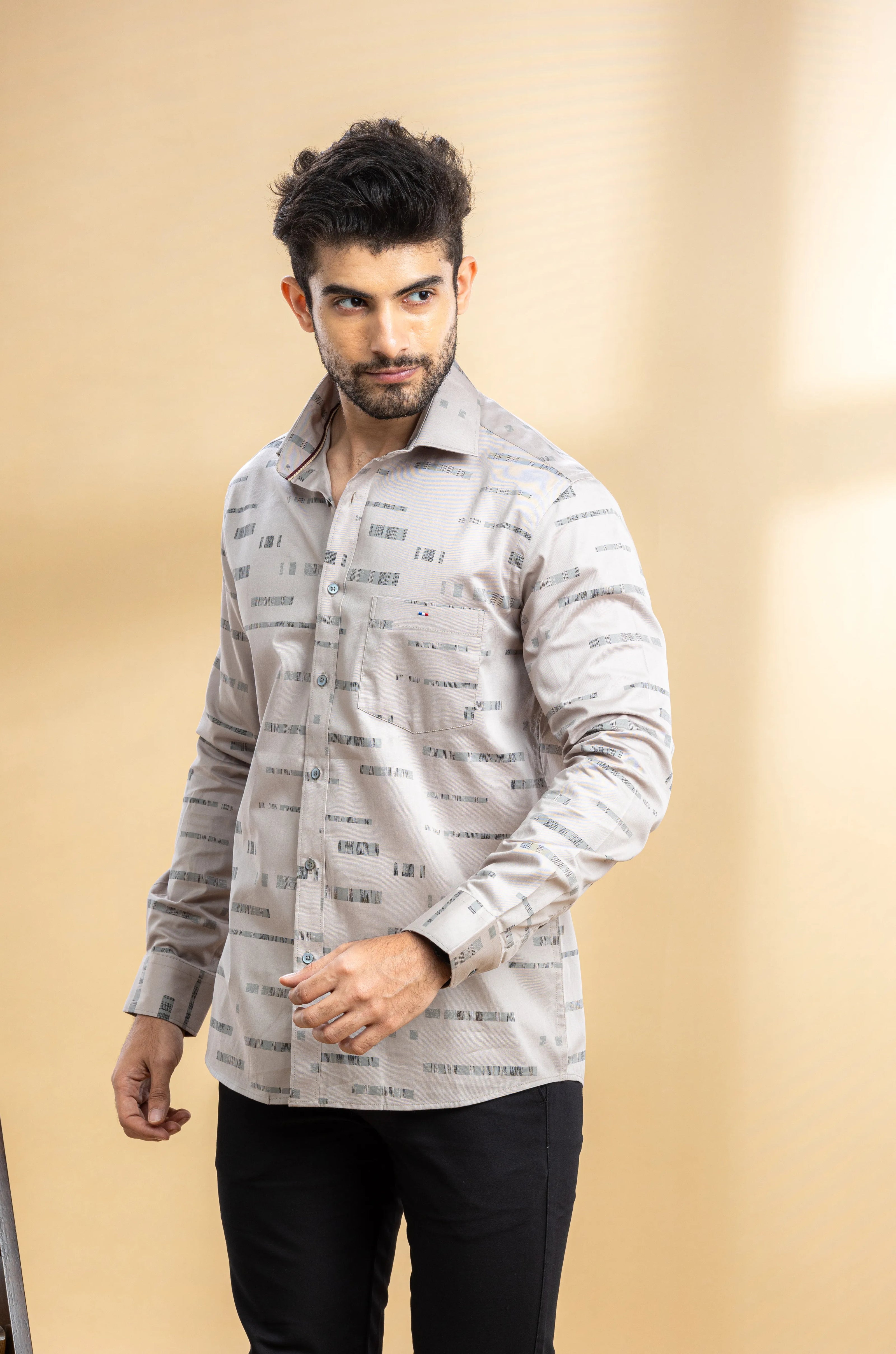 Brown Abstract Printed Shirt