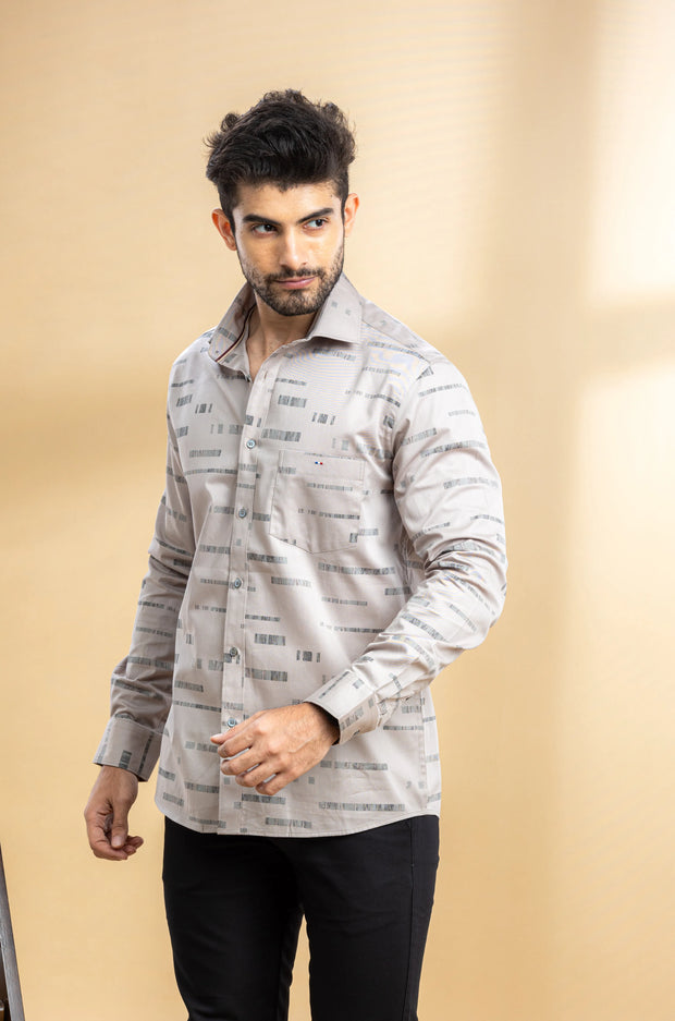 Brown Abstract Printed Shirt