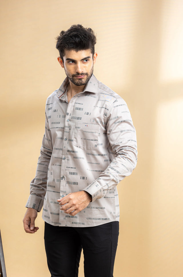 Brown Abstract Printed Shirt