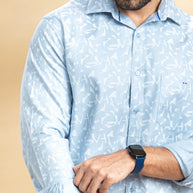 Ice Blue Abstract Printed Shirt