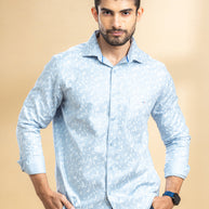 Ice Blue Abstract Printed Shirt