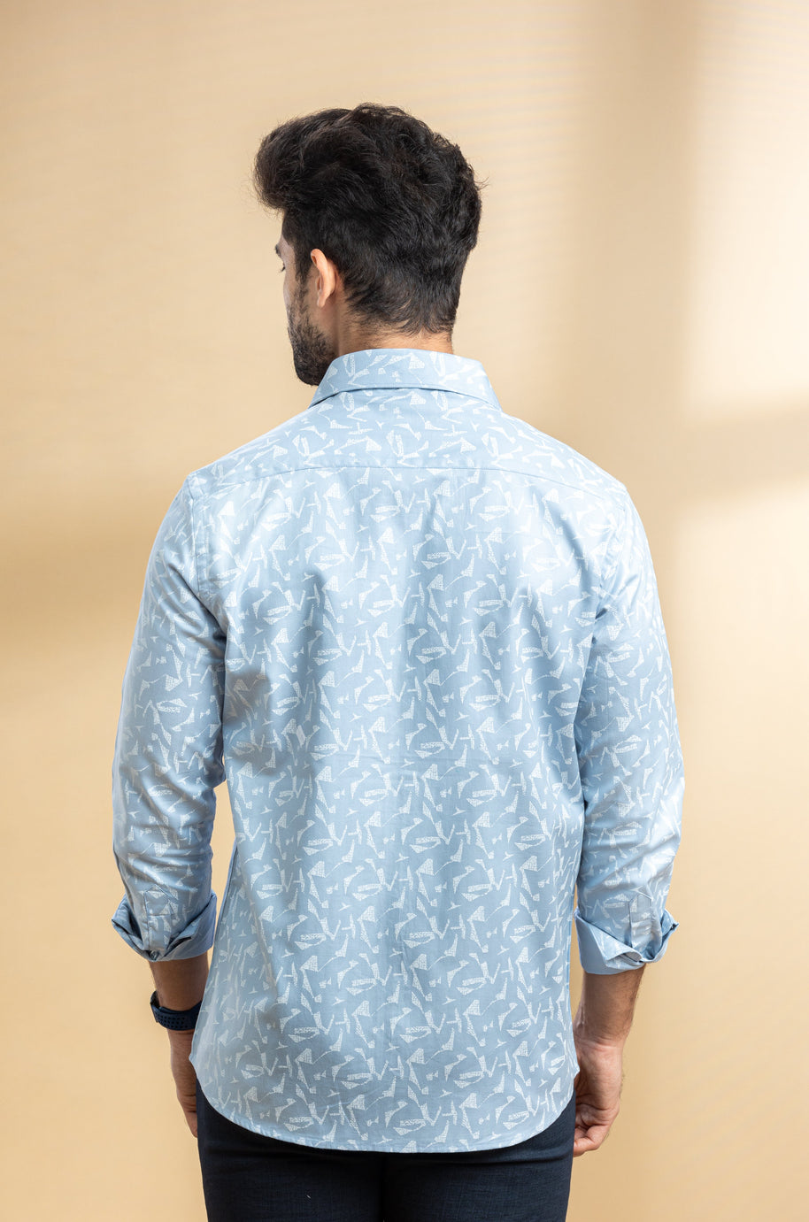 Ice Blue Abstract Printed Shirt