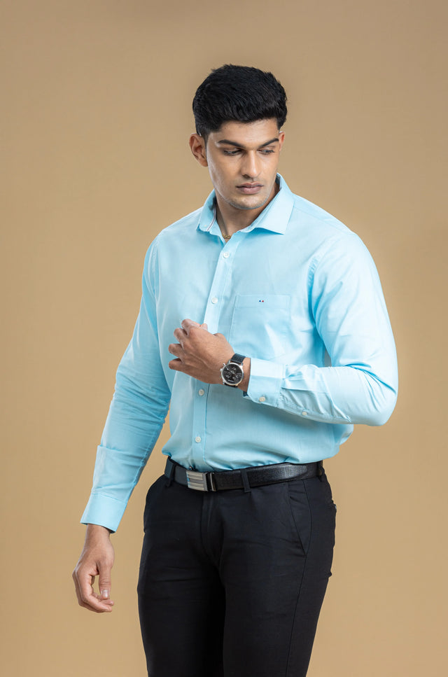 Aqua Blue Solid Shirt