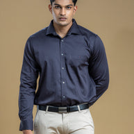 Classic Navy Blue Solid Shirt