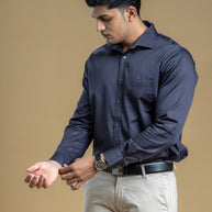 Classic Navy Blue Solid Shirt