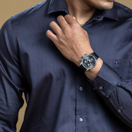 Classic Navy Blue Solid Shirt