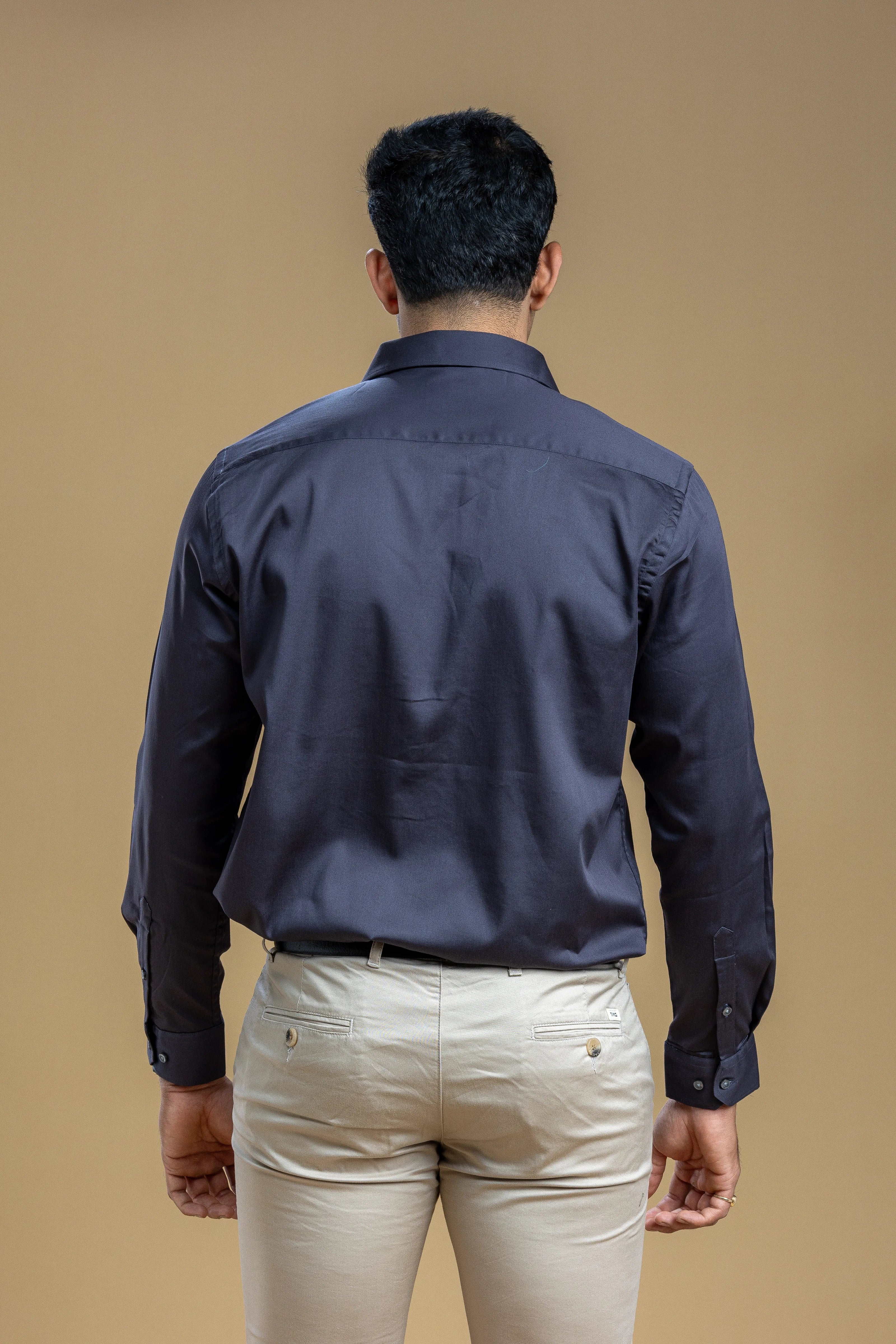 Classic Navy Blue Solid Shirt