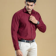 Maroon Textured Classic Solid Shirt