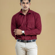 Maroon Textured Classic Solid Shirt