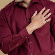 Maroon Textured Classic Solid Shirt