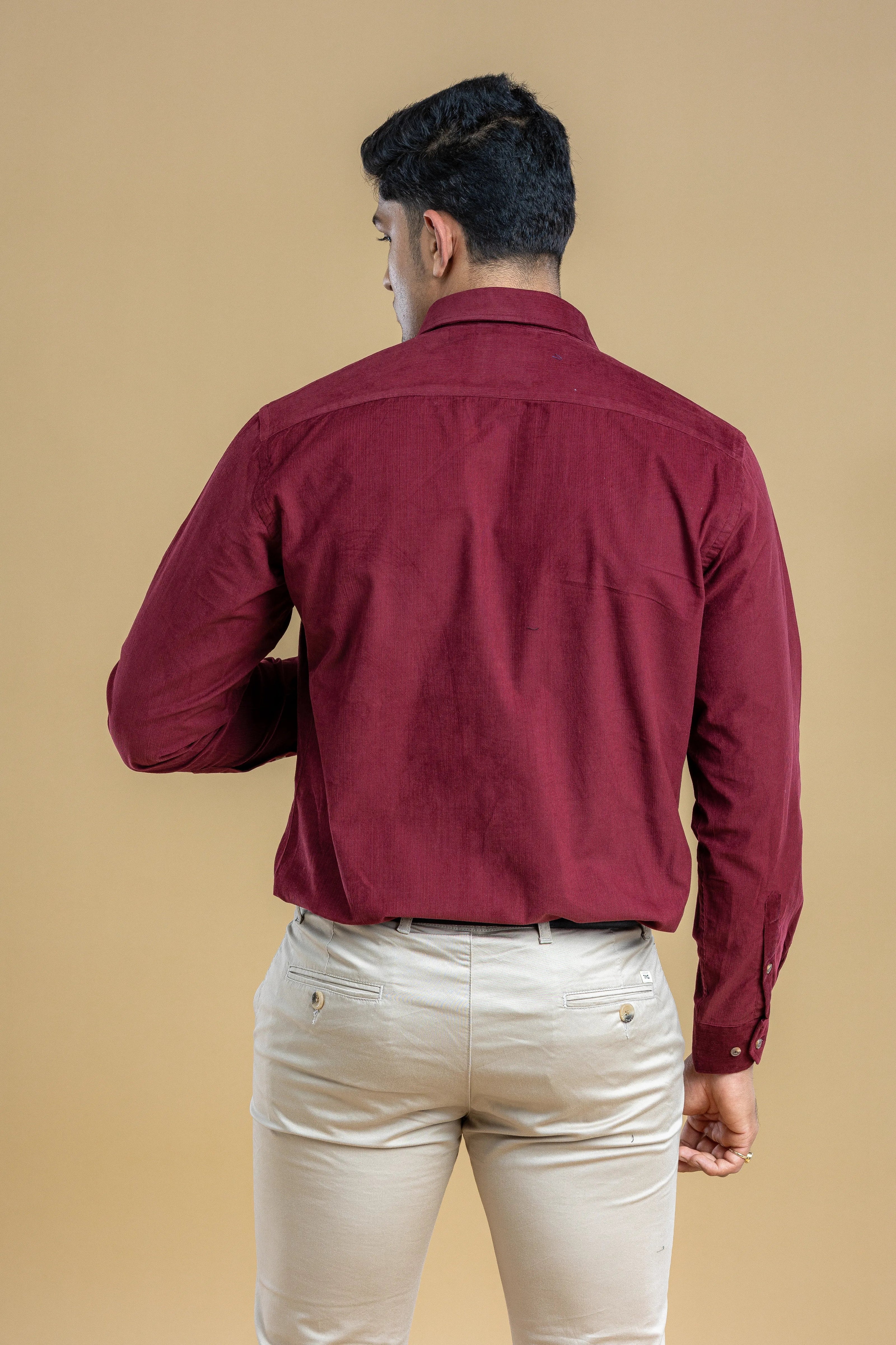 Maroon Textured Classic Solid Shirt