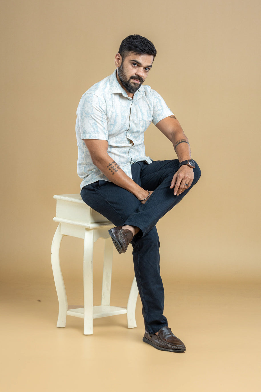 Aqua Abstract Printed Shirt