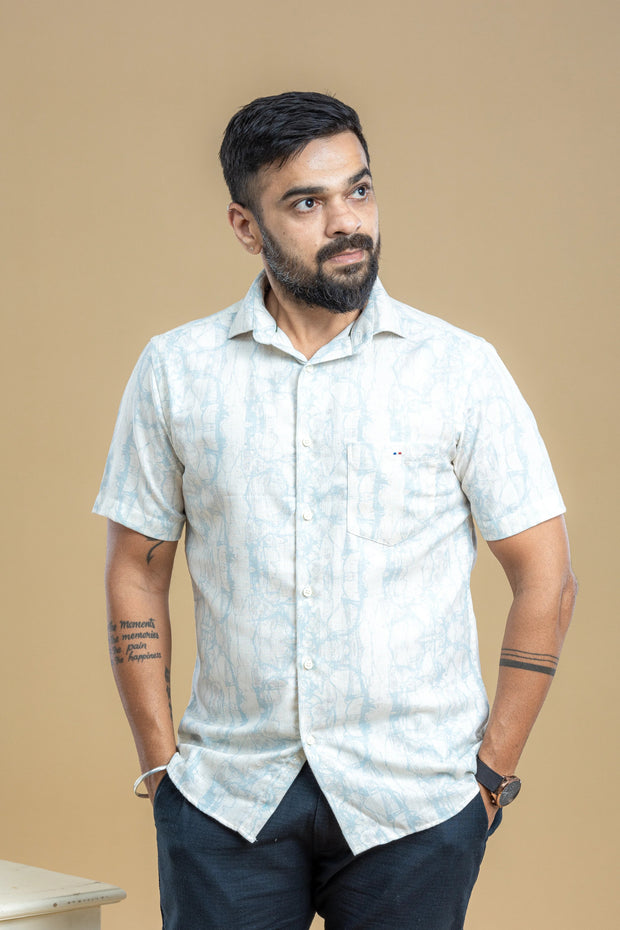 Aqua Abstract Printed Shirt
