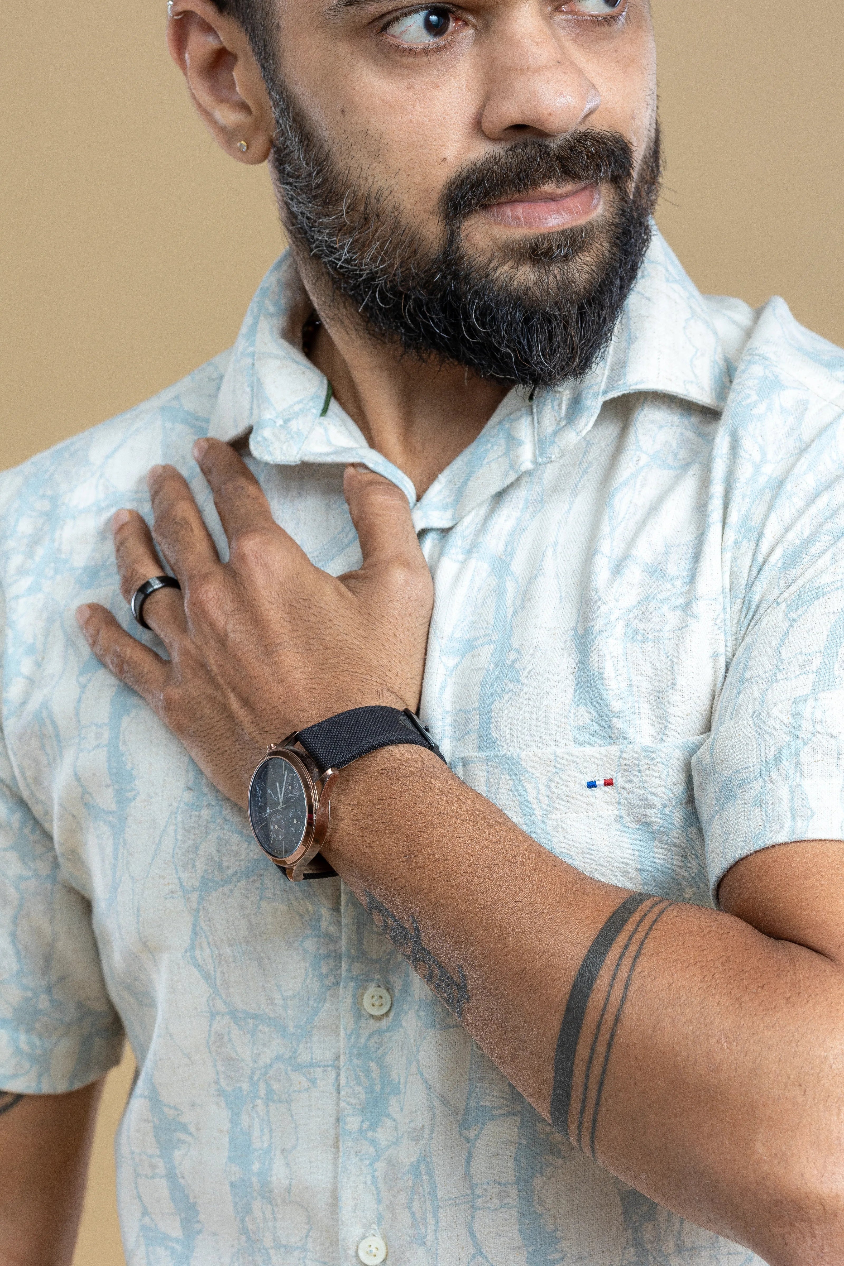 Aqua Abstract Printed Shirt