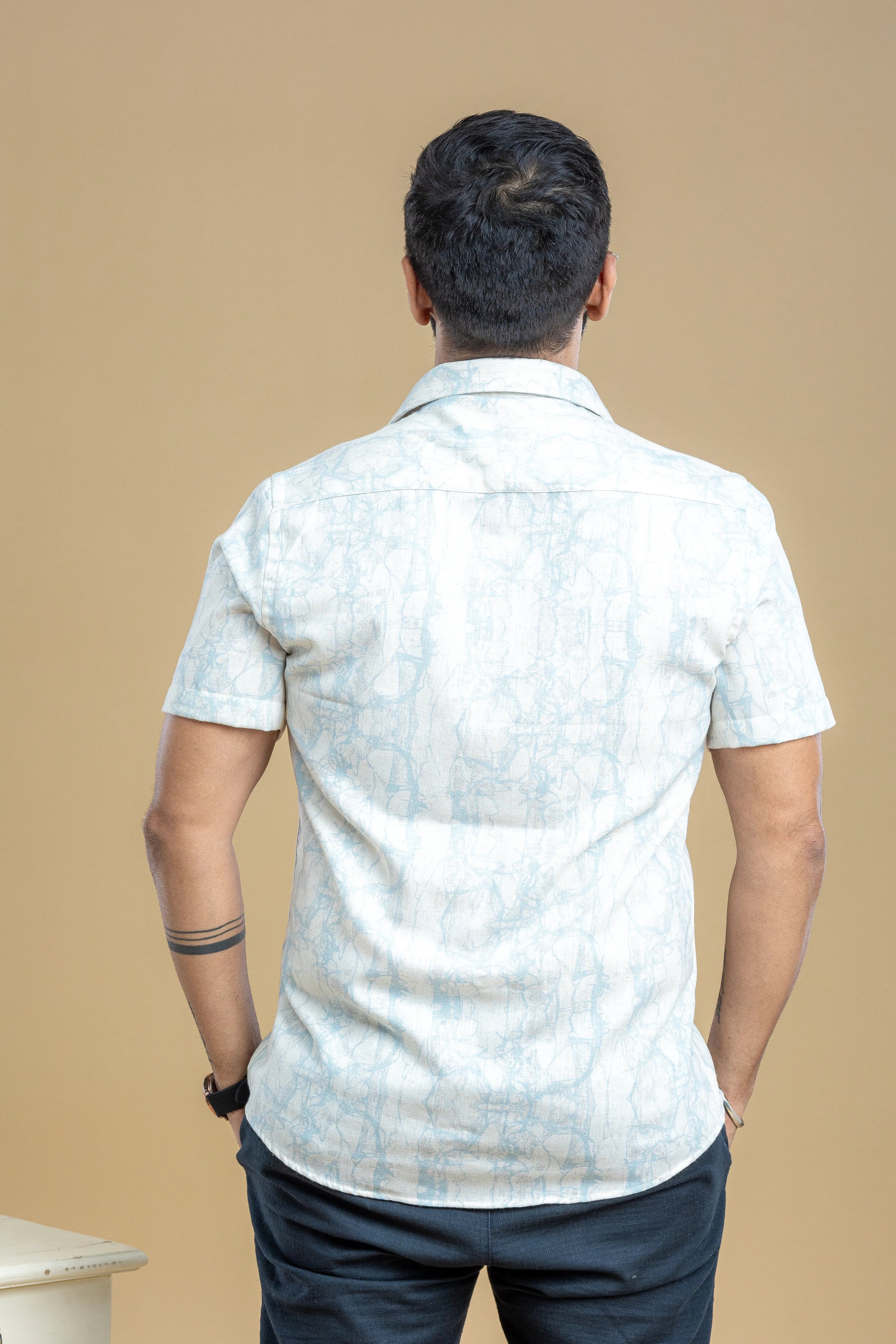 Aqua Abstract Printed Shirt