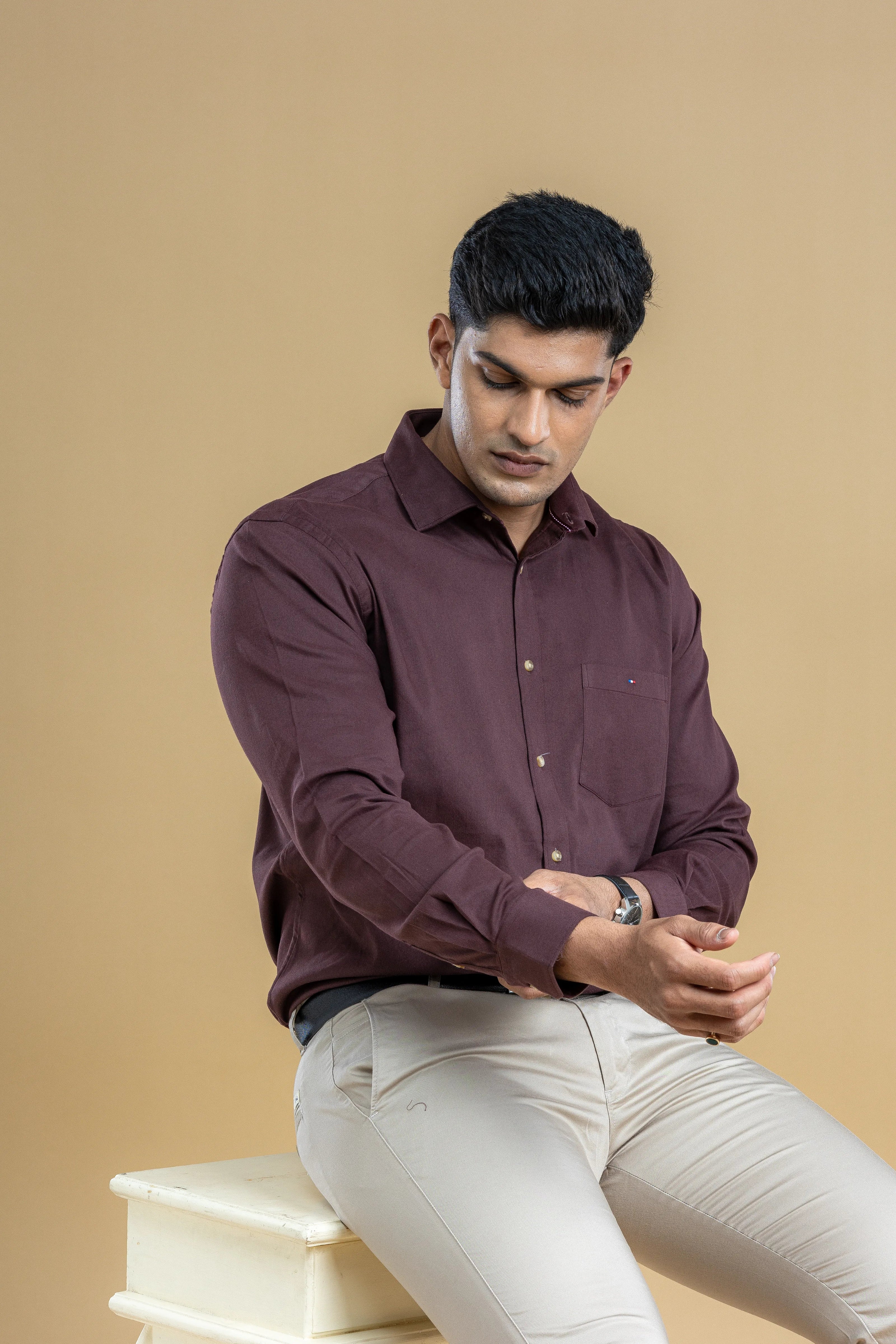 Vintage Maroon Classic Solid Shirt