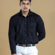 Black Corduroy Solid Shirt
