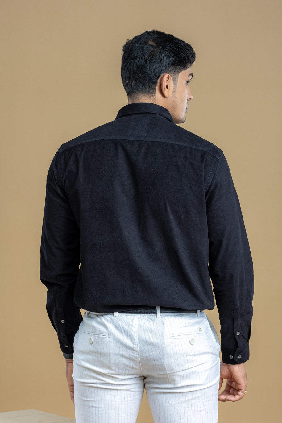 Black Corduroy Solid Shirt